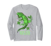 Belize Green Iguana Tropical Lizard on Branch Long Sleeve T-Shirt