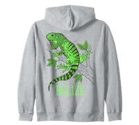 Belize Green Iguana Tropical Lizard on Branch Zip Hoodie