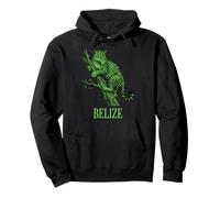 BELIZE Green Jaguar Climbing Tree in Detailed Tribal Style Pullover Hoodie