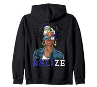 Belize Heritage Afro Woman Flag Zip Hoodie