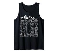 Belize Map Landmarks and Wildlife Tank Top