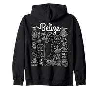 Belize Map Landmarks and Wildlife Zip Hoodie