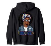 Belize National Pride Afro Woman with Flag Fashion Zip Hoodie