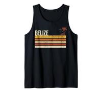Belize Retro Vintage Sunset Stripes with Palm Trees Tank Top