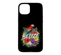 Belize Scarlet Macaw with Tropical Hibiscus and Orchids Art Case for iPhone 15 Plus