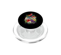 Belize Scarlet Macaw with Tropical Hibiscus and Orchids Art PopSockets PopGrip for MagSafe