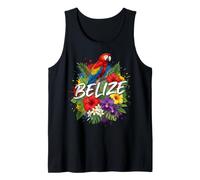 Belize Scarlet Macaw with Tropical Hibiscus and Orchids Art Tank Top