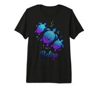 Belize Sea Turtles Vibrant Blue Purple Gradient Shell Premium T-Shirt
