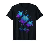 Belize Sea Turtles Vibrant Blue Purple Gradient Shell T-Shirt