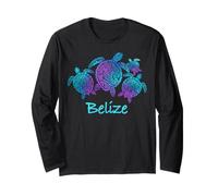 Belize Souvenir Mandala Sea Turtles Blue Purple Long Sleeve T-Shirt