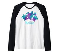 Belize Souvenir Mandala Sea Turtles Blue Purple Raglan Baseball Tee