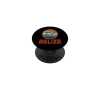 Belize Vintage Distressed Palm Trees and Retro Sunset Circle PopSockets Adhesive PopGrip