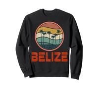 Belize Vintage Distressed Palm Trees and Retro Sunset Circle Sweatshirt