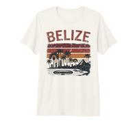 Belize Vintage Distressed Sunset Mayan Ruins and Blue Hole Premium T-Shirt