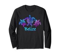 Belize Watercolor Sea Turtle Trio with Spiral Shell Long Sleeve T-Shirt