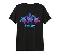 Belize Watercolor Sea Turtle Trio with Spiral Shell Premium T-Shirt