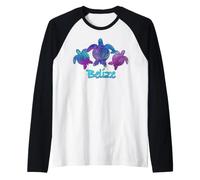 Belize Watercolor Sea Turtle Trio with Spiral Shell Raglan Baseball Tee