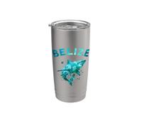 Belize Watercolor Shark Teal Sea Life Splatters Stainless Steel Insulated Tumbler