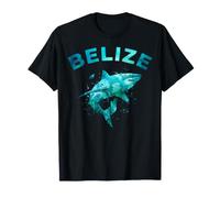 Belize Watercolor Shark Teal Sea Life Splatters T-Shirt