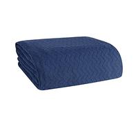 BELIZZI HOME 100% Cotton Bed Blanket, Breathable Thermal Blanket Full - Queen Size, Soft Chevron 90 inch x90 , Perfect for Layering Any All Season, Navy Blue