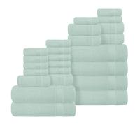 BELIZZI HOME 100% Cotton Towel Set, Contains 6 Soft Bath Towel, 6 Hand Towels, 12 Wash Cloths - Compact Absorbent Lightweight & Quickdry Towels for Bathroom - 24 Piece Bathroom Towel Set - Sea Green