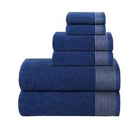 Belizzi Home 100% Cotton Ultra Soft 6 Pack Towel Set, Contains 2 Bath Towels 28x55 inchs, 2 Hand Towels 16x24 inchs & 2 Washcloths 12x12 inchs, Compact Lightweight & Highly Absorbant - Navy Blue