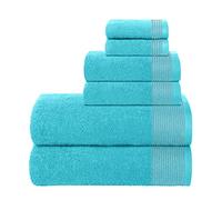 BELIZZI HOME 100% Cotton Ultra Soft 6 Pack Towel Set, Contains 2 Bath Towels 28x55 inchs, 2 Hand Towels 16x24 inchs & 2 Washcloths 12x12 inchs, Compact Lightweight & Highly Absorbant - Turquoise Blue