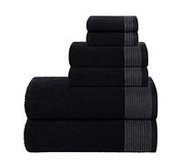 BELIZZI HOME 100% Cotton Ultra Soft 6 Pack Towel Set, Contains 2 Bath Towels 28x55 inchs, 2 Hand Towels 16x24 inchs & 2 Washcloths 12x12 inchs, Compact Lightweight & Highly Absorbant - Black