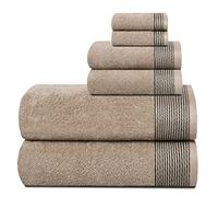 BELIZZI HOME 100% Cotton Ultra Soft 6 Pack Towel Set, Contains 2 Bath Towels 28x55 inchs, 2 Hand Towels 16x24 inchs & 2 Washcloths 12x12 inchs, Compact Lightweight & Highly Absorbant - Tan