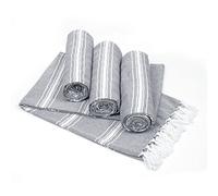 BELIZZI HOME Peshtemal Turkish Towel 100% Cotton Chevron Beach Towels Oversized 36x71 Set of 4, Beach Towels for Adults, Soft Durable Absorbent Extra Large Bath Sheet Hammam Towel - Charcoal Grey