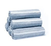 BELIZZI HOME Peshtemal Turkish Towel 100% Cotton Chevron Beach Towels Oversized 36x71 Set of 6, Beach Towels for Adults, Soft Durable Absorbent Extra Large Bath Sheet Hammam Towel - Navy Blue