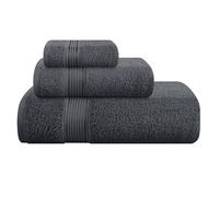 Belizzi Home Ultra Soft 3 Pack Cotton Towel Set, Contains a Bath Towel 28x55 inch, a Hand Towel 16x24 inch & a Wash Coth 12x12 inch, Ideal Everyday use, Compact & Lightweight - Charcoal Grey