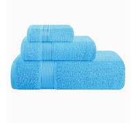 Belizzi Home Ultra Soft 3 Pack Cotton Towel Set, Contains a Bath Towel 28x55 inch, a Hand Towel 16x24 inch & a Wash Coth 12x12 inch, Ideal Everyday use, Compact & Lightweight - Turquoise Blue