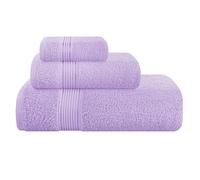 BELIZZI HOME Ultra Soft 3 Pack Cotton Towel Set, Contains a Bath Towel 28x55 inch, a Hand Towel 16x24 inch & a Wash Coth 12x12 inch, Ideal Everyday use, Compact & Lightweight - Purple