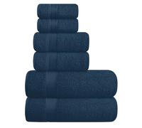 Belizzi Home Ultra Soft 6 Pack Cotton Towel Set, Contains 2 Bath Towels 28x55 inch, 2 Hand Towels 16x24 inch & 2 Wash Coths 12x12 inch, Ideal Everyday use, Compact & Lightweight - Mineral Blue