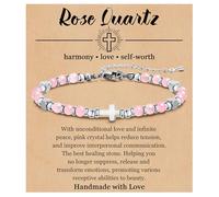 Beljeley Christian Cross Bracelet for Women, Beaded Friendship Bracelet, Spiritual Protection Jewelry, Faith Based Gifts for Daughter, Niece, Sister, Granddaughter, One Size, Stainless Steel Stone, no