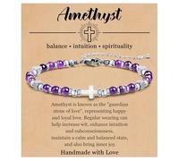 Beljeley Christian Cross Bracelet for Women, Beaded Friendship Bracelet, Spiritual Protection Jewelry, Faith Based Gifts for Daughter, Niece, Sister, Granddaughter, One Size, Stainless Steel Stone, no