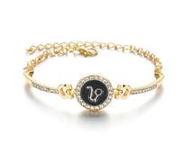 Beljeley Zodiac Charm Cuff Bracelet for Women Men, Adjustable Zircon Bracelet Zodiac Sign Bracelet Birthday Gift, normal, Metal, crystal