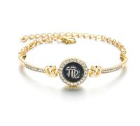 Beljeley Zodiac Charm Cuff Bracelet for Women Men, Adjustable Zircon Bracelet Zodiac Sign Bracelet Birthday Gift, normal, Metal, crystal