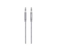 Belkin Premium 3.5 mm Braided Tangle Free Aux Cable with Aluminuim Connectors - Grey