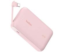 Belkin 10000 mAh 20W Backup Battery with Integrated USB-C Cable, Pink