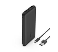 Belkin 10000mAh portable power bank, 10K USB-C portable charger with 1 USB-C port and 2 USB-A ports, battery pack for up to 15W charging for iPhone, Samsung Galaxy, AirPods, iPad, and more - Black