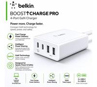 Belkin 108W GaN 2x USB-C & 2x USB-A Fast Charging Station For Laptops Surface