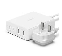 Belkin 108W GaN USB Charging Station for Multiple Devices, 2 USB Type C and 2 USB A Fast Desktop Charger Dock Hub for MacBook, Pro, Air, iPhone, Plus, Pro, Max, iPad, Samsung Galaxy, Pixel and More