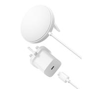Belkin 15W Qi2 MagSafe Compatible Wireless Charger, Kickstand & Adaptor - White