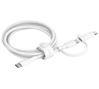 Belkin 2-in-1 Charging Cable with USB-C & Lightning Connector - Braided Fast-Charging Cable, USB-C to USB-C & Lightning Charger Cord, Multi-Charging Combo for Apple iPhone, iPad, Samsung, More - White