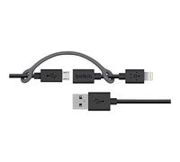Belkin 2-in-1 USB to Lightning and Micro-USB Charge and Sync Cable for Apple iPad Pro/iPad Air 2/iPad Mini/iPhone X/8/8 Plus/7/7 Plus/SE/5c/6/6s/6 Plus/6s Plus/Samsung Galaxy S7 (MFI Approved) - Black