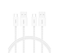 Belkin 2-Pack Braided USB-A to USB-C Cable 5ft, 15W - Soft, Flexible Fast-Charging Cable, Type C Charger Cord for iPhone 16 & 15 Series, Galaxy S25, Pixel 9, iPad Pro, & More - White