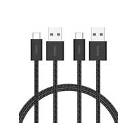 Belkin 2-Pack Braided USB-A to USB-C Cable 5ft, 15W - Soft, Flexible Fast-Charging Cable, Type C Charger Cord for iPhone 16 & 15 Series, Galaxy S25, Pixel 9, iPad Pro, & More - Black