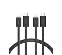 Belkin 2-Pack Braided USB-C Cable with Lightning Connector 5ft - Soft, Flexible Fast-Charging Cable, Lightning Charger Cord for iPhone 14 & Earlier Series, iPad 9th Gen, & AirPods - Black